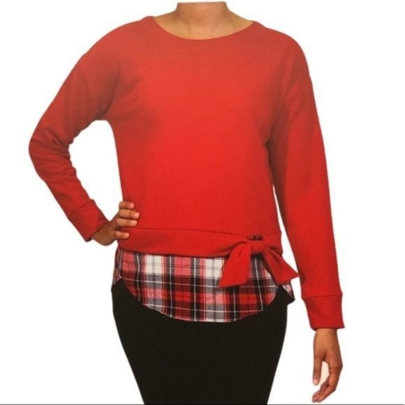 NWT IZOD Sweatshirt Top - Red Plaid - Picture 1 of 4